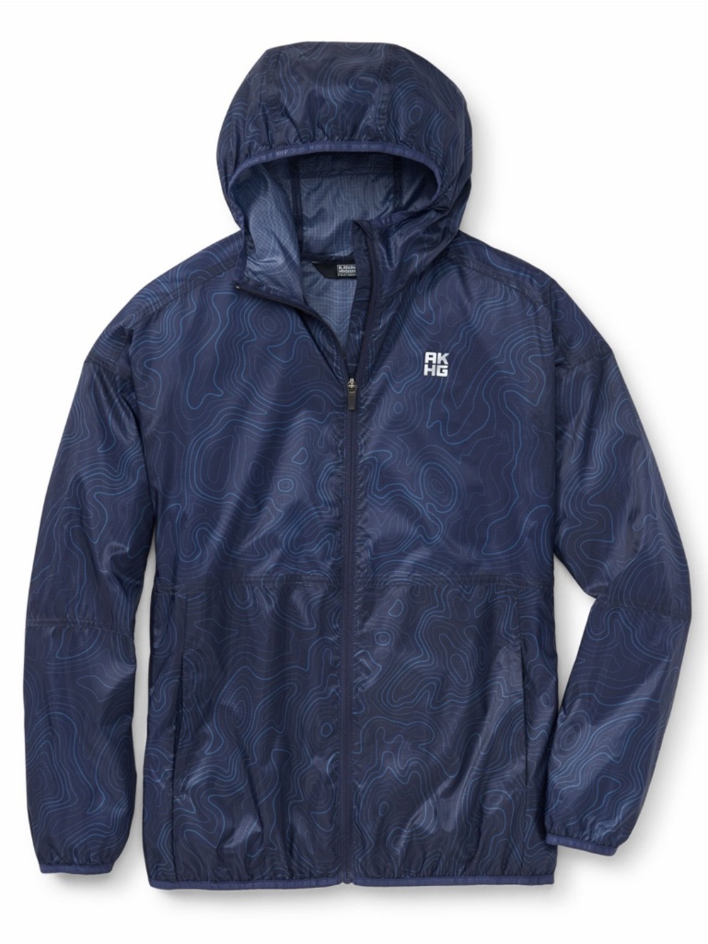 Duluth AKHG WMS Outer Limit Lightweight Windbreaker Topographic Navy Blue Large